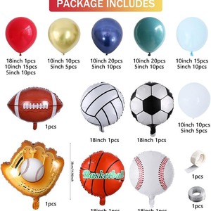 Kit Garland Balon Bertema Olahraga yang Dapat Disesuaikan dengan Balon Sepak Bola, Bola Basket & Balon Foil untuk Pesta Ulang Tahun Anak Laki-laki - Product Image 2