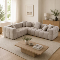 Canapé d'angle modulable en tissu style capitonné moderne, sans structure, compressé sous vide, pour salon