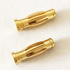 customized male 2mm 2.5mm 3mm 4mm gold plated 24k battery connector PCB speark wire audio cable banana pin plug