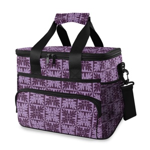 Sac isotherme de pique-nique en nylon violet hawaïen Ulu, grand format, étanche, avec poignée, imprimé personnalisé - Product Image 1