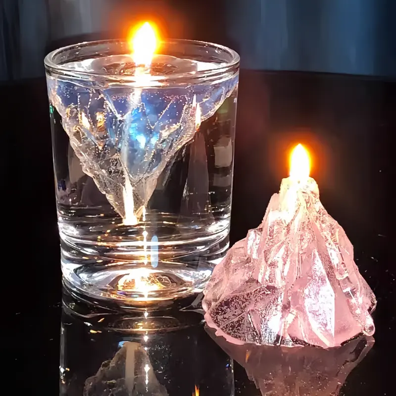 Wholesale Bulk Scented Candles Using Jelly Gel Wax With Crystal Iceberg Decoration