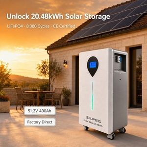 Batterie solaire domestique EXLIPORC 20,48 kWh LiFePO4 Power Wall 51,2 V 400 Ah 8000 cycles avec surveillance par application CE UN38.3 - Product Image 1
