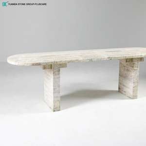 Mesa de Comedor de Piedra Natural Travertino, Muebles de Sala de Estar, Mesa de Comedor de Piedra Caliza Blanca - Product Image 5