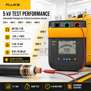 Testeur de résistance d'isolement numérique haute tension 1550C KIT 5kV pour le test des câbles de moteur - Product Image 4