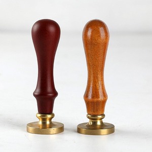 Sceau de cire de style européen, manche en bois, tête en cuivre ronde 25mm 30mm pour invitations de mariage et cadeaux - Product Image 5