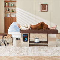 Table de lavage de cheveux professionnelle inclinable pour salon, avec massage thaïlandais, cuvette en céramique, circulation d'eau, thérapie spa pour la tête et lit de shampoing