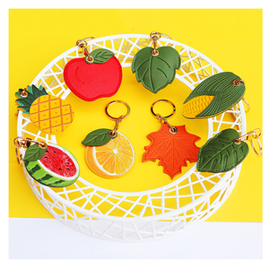 Étui <span class=keywords><strong>porte</strong></span>-clés <span class=keywords><strong>AirTag</strong></span> en cuir PU à thème fruits et légumes YY, protection anti-rayures, cadeau d'affaires pour les utilisateurs, pour clés - Product Image 2