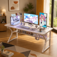 Ensemble table et chaise de jeu YOUTAI en métal blanc pur en forme de C avec pieds en MDF, bureau d'ordinateur polyvalent pour la maison, le bureau et les e-sports, élégant