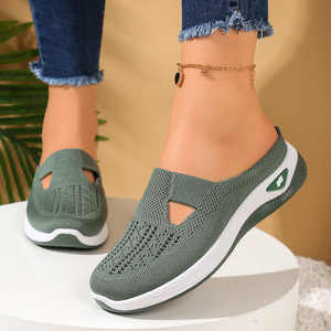 Zapatos deportivos informales con forro de malla para mujer, suela blanda, transpirables, sin cordones, para mamás de mediana edad y mayores, Color sólido, Verano - Product Image 5