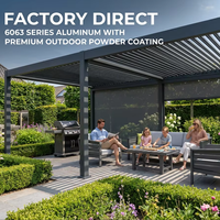 Pergola à lames orientables pour jardin avec capteur de pluie, toit en aluminium imperméable pour potager