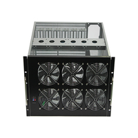Boîtier de serveur d'ordinateur 19 pouces Boîtier de système 6 GPU Cadre avec ventilateurs de 12cm pour boîtier de serveur Ordinateur