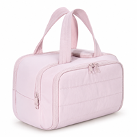 Trousse de Toilette de Voyage Grande Capacité pour Femme, Organisateur de Maquillage à Ouverture Large, Sac de Lavage Cosmétique avec Compartiment pour Pinceaux