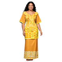 Ensemble 2 pièces Puletasi Samoan personnalisé pour femme, imprimé floral polynésien, style hawaïen, avec châles et manches courtes