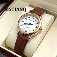 Jam Tangan Wanita Model Retro Sederhana Grosir, Dial Bulat Kecil, Tali Kulit Elegan, Jam Tangan Quartz Wanita