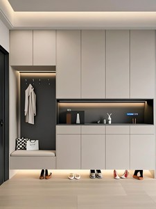 Meuble à chaussures d'angle sur mesure, étagères réglables multi-niveaux, organisateur de chaussures moderne, fixation murale flottante, charnières silencieuses à fermeture douce - Product Image 2