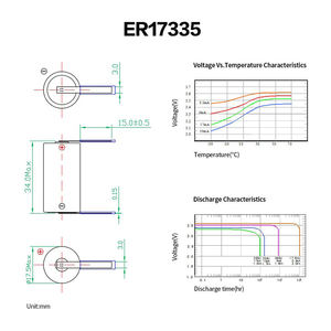 리튬 배터리 3.6 V 2/3A ER17335 2100mAh 비충전식 - Product Image 6