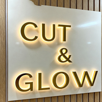 KONCEPT Lettres lumineuses personnalisées pour l'extérieur et l'intérieur, logo d'entreprise, lettres en relief 3D, surface miroir en métal, lettres rétroéclairées par LED