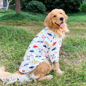 Ropa de perro grande con impresiones completas de lujo, camiseta transpirable de dos pies para perros grandes, ropa para mascotas, pijamas para el hogar al por mayor, primavera y verano