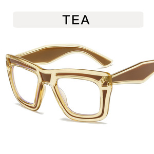 Personalità cornice quadrata trasparente con linea di <span class=keywords><strong>disegno</strong></span> colorato anti-blu occhiali da vista di grandi dimensioni montature da donna - Product Image 5