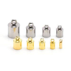 50 шт. позолоченные застежки из нержавеющей стали для браслета, металлические застежки для шнура, застежка для кожаного шнура, застежка для круглого кожаного конца - Product Image 5