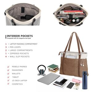 Women's Work <b>Bag</b> with Laptop Compartment <b>Zipper</b> Pockets Teacher <b>Tote</b> <b>Bag</b> - Product Image 3