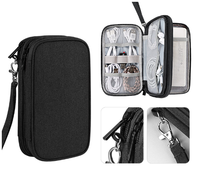 Tas Gadget perjalanan lapisan ganda, tas aksesori elektronik portabel pengatur kabel casing perjalanan
