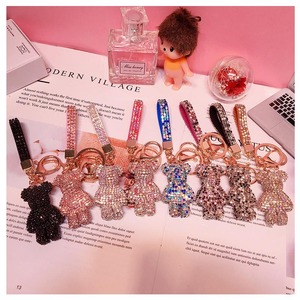 DREA Hot Sale Car Key Chain Woman Bag Pendant Self Defense Key Chain Diamond Bear Keychain