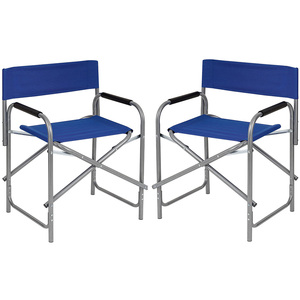 Sedia da Regista Blu in Alluminio 55x45x80 Cm per Esterni Giardino Campeggio - Product Image 5