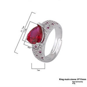 Anillos de Lágrima de Cobre Ecológico de Alta Calidad al por Mayor de Fábrica, con Zirconia de Vidrio Roja y Azul de 8mm, Resistentes al Agua y al Deslustre - Product Image 2