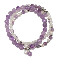 Lot de 3 bracelets en pierre naturelle de 4 mm, perles de jade jaune, bracelets extensibles faits à la main avec coquillages et perles, bijoux en cristal de guérison, cadeau