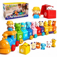 Mainan Edukasi Balita Montessori Farm Train untuk Belajar Menghitung, Menyortir, Mencocokkan dengan 9 Gudang dan Boneka Jari, Hadiah Prasekolah yang Ideal