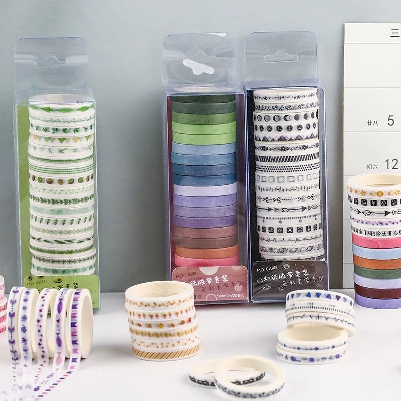 20 шт. в упаковке, многоцветная лента Washi Скрапбукинг декоративный Скотч для монтажа светодиодных лампочек бумага японская Канцелярия стикеры R1645