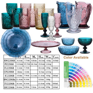 Samlife-RW22068 Verres à <span class=keywords><strong>vin</strong></span> vintage, gobelets en cristal coloré, verrerie pressée - Product Image 2