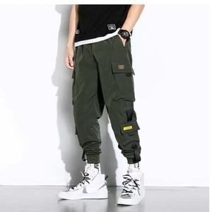 Men's Casual Hop Joggers Cargo <strong>Pants</strong> Mid Breathable Quick Dry 100% Polyester Fitness Style Straight Fabric Trousers Ribbons - Product Image 5