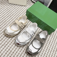 2026 Y2K Baskets Mary Jane en maille argentée pour femme, style Balletcore, plates sportives, respirantes, métalliques, légères, tendance mode Air