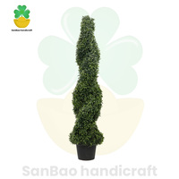 Árbol Topiario Artificial en Espiral Doble de 120 cm, en Maceta, para Decoración de Interiores, Realista, Verde Artificial