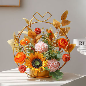 Bouquet de fleurs artificielles Haoche, design tournesol, fleurs en soie, décorations de mariage, arrangement pour salon et salle à manger - Product Image 2