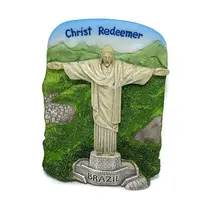 Brésil Souvenir Christ Rédempteur peints à La Main Aimant de Réfrigérateur En Gros