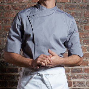 CHECKEDOUT Giacca <span class=keywords><strong>da</strong></span> <span class=keywords><strong>Chef</strong></span> Unisex in Policotone con Colletto Incrociato e Mezza Manica, Uniforme <span class=keywords><strong>da</strong></span> Cuoco Disponibile all'Ingrosso - Product Image 2