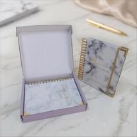 Planificateur d'entreprise personnalisé à spirale, couverture rigide, papier marbré, journal avec impression de logo, estampage à chaud personnalisé