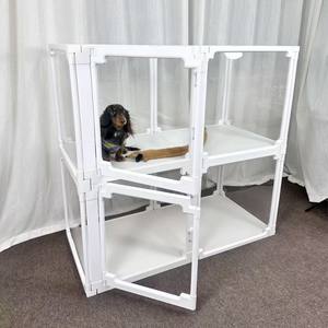 Transparante luxe ABS PET materiaal hondenkooi met dierenprint voor binnengebruik, hoogte aanpasbaar voor grote honden - Product Image 2