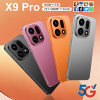 Nouveau smartphone X9 Pro HD grand écran 5G, 16 Go + 1 To de stockage, double SIM, Android 15, multi-tâches, pour l'étude en ligne et l'usage quotidien