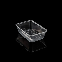 Récipient alimentaire jetable carré noir clair en plastique à emporter boîte alimentaire rectangulaire en plastique boîtes à lunch