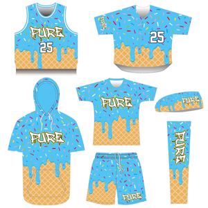Pure hommes sublimé personnalisé crème glacée à manches courtes enfants maillot de Baseball Logo personnalisé numéro équipe Baseball uniforme court - Product Image 3