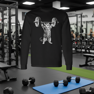 Maglietta a maniche lunghe Cat Meme Gym con scollo rotondo, abbigliamento promozionale unisex per adulti - Product Image 2
