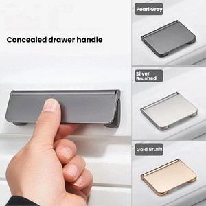 Modern Minimalist Recessed Flush-Mount Folding Concealed Pull Handle for Cabinet Drawer &amp; Wardrobe - Product Image 5