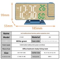 Nouvelle Horloge Réveil à Projection LED Numérique, Design Cartoon, Surface en Bambou, Thermomètre, Calendrier Perpétuel, Grande Taille, Idéale pour l'Export