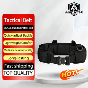 Ceinture tactique de sécurité en nylon durable AmpsafeX avec étui à arme à feu, réglable, pour la chasse, couleur noire personnalisable, unisexe, vente en gros - Product Image 1