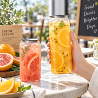 Canette en plastique transparente personnalisée avec couvercle facile à ouvrir en aluminium, en PET de qualité alimentaire pour l'emballage de boissons