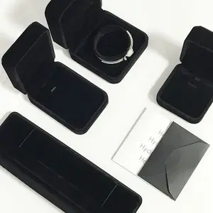Small Earring Box Small Display Black Velvet Jewelry Trinket Box Custom Logo For Earring Bangle Bracelet Ring Packing